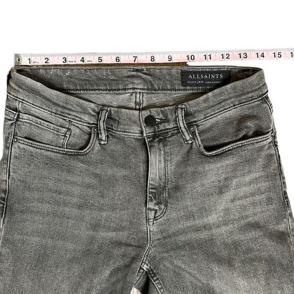All Saints Grace Slashed Moto Distressed Skinny Jeans Size 28 - Picture 8 of 10